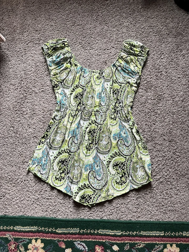 Top de insectos de moda vintage Y2K pequeño verde cachemir lechera caprichoso hada boho Foto 4 de 4