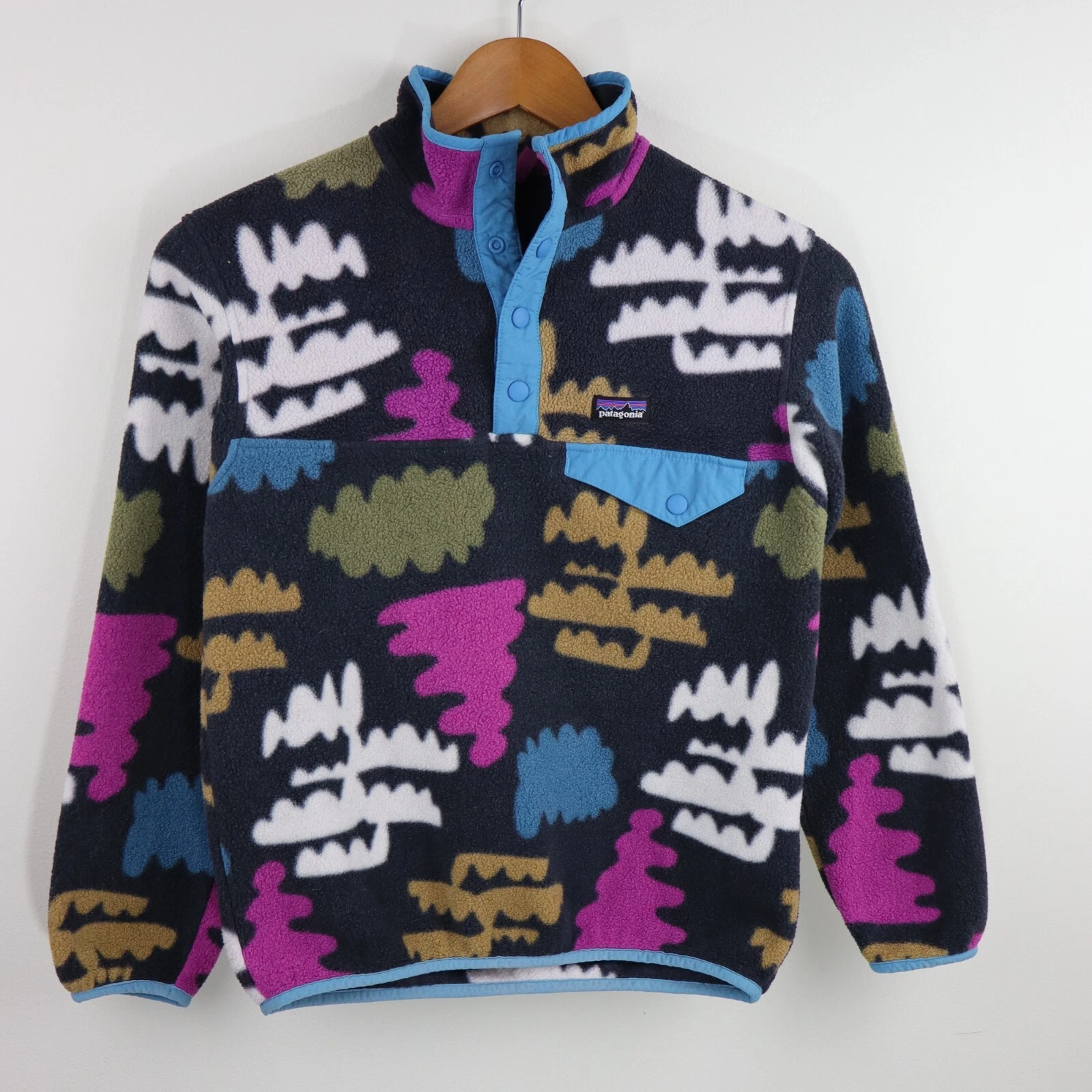 Patagonia Fungiis Mushroom Snap-T Fleece Jacket Kids Medium 10-12 Youth Boys EXC