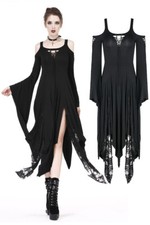 DARK IN LOVE Black Romantic Steampunk Gothic Irregular Women Long evening Dress