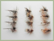 Dry Trout Flies, 12 Per Pack, Adams Irresistible, Deer Hair, Elk - Mixed 10/12