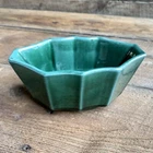 Hunter Green Ceramic Planter Paneled Bowl by Hull ? Marked 447 USA 6.5” L Vtg