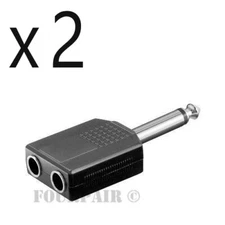 2 Pack - 1/4" Dual Stereo Female to 6.35mm Mono Male Plug Audio Splitter Adapter
