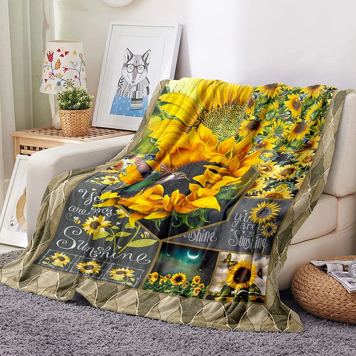 Sunflower fuzzy blanket sale