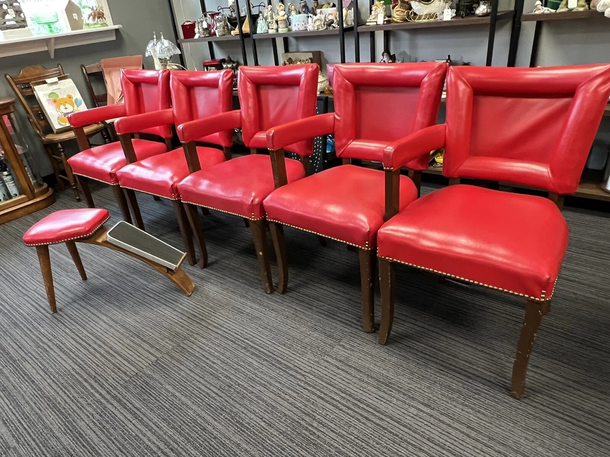 Mid Century Modern Or Art Deco Cherry Red Vinyl Chairs Salon