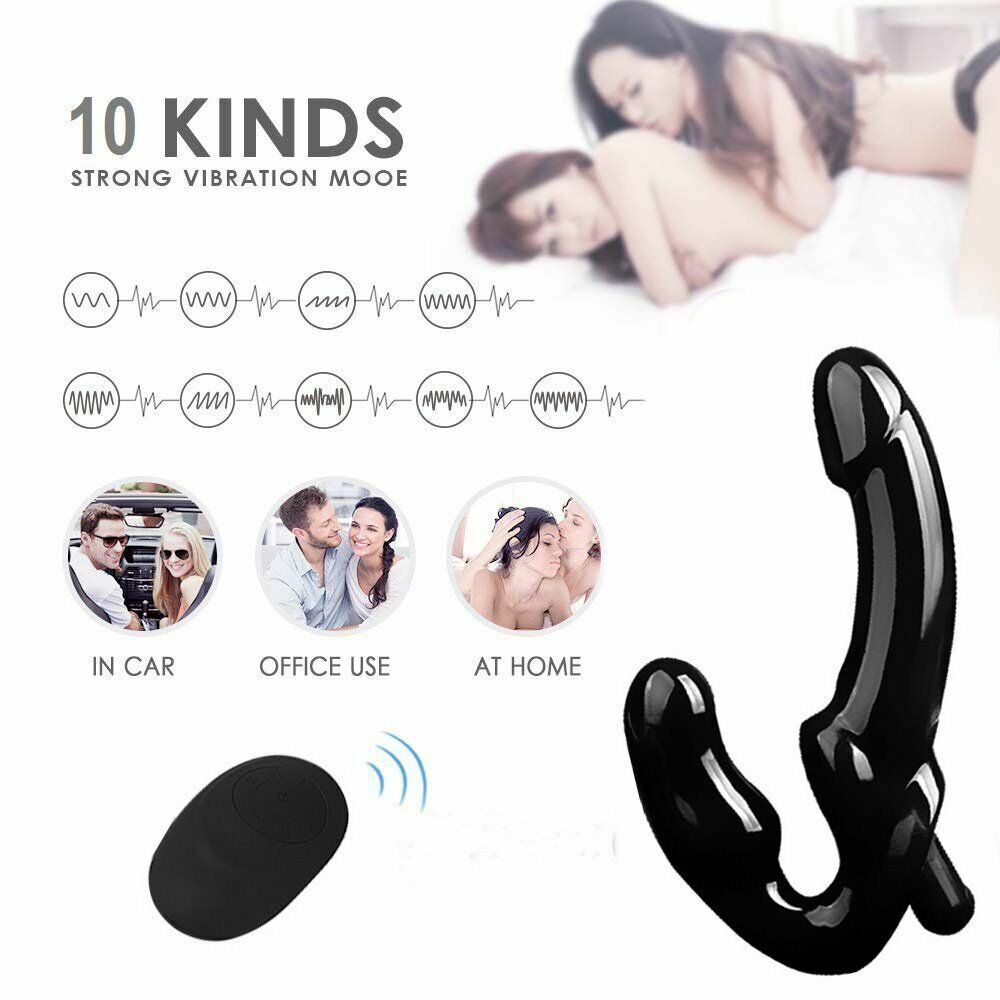 Double Penetration Strapless Strap On Dildo Vibrator Anal G-spot Lesbian Sex Toy eBay photo