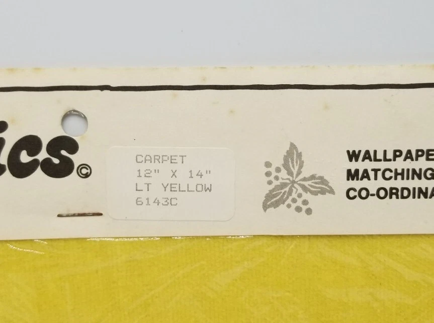 MINI Graphics Dollhouse Miniatures 12" x 14" CARPET #6143C Yellow 1/12 Scale New - Image 3 of 4