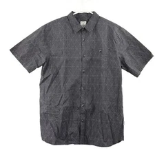 Voyager Men's Short Sleeve Stretch Woven Button Up Shirt, Large, Black