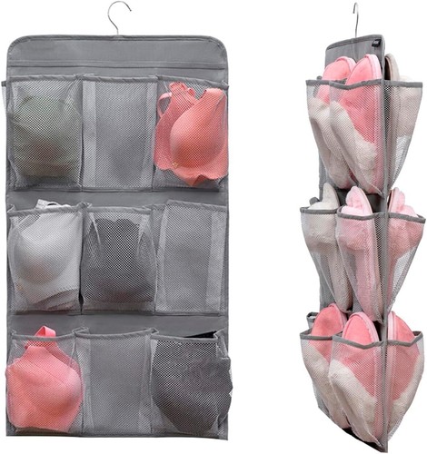 2 Pcs Closet Organizer Dual Sided Hanging Shoe Storage Bag Underwear