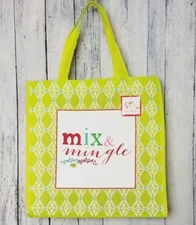 MIX & MINGLE Shopping Tote Bag Handles Snap Grocery Gift shopper reusable eco 