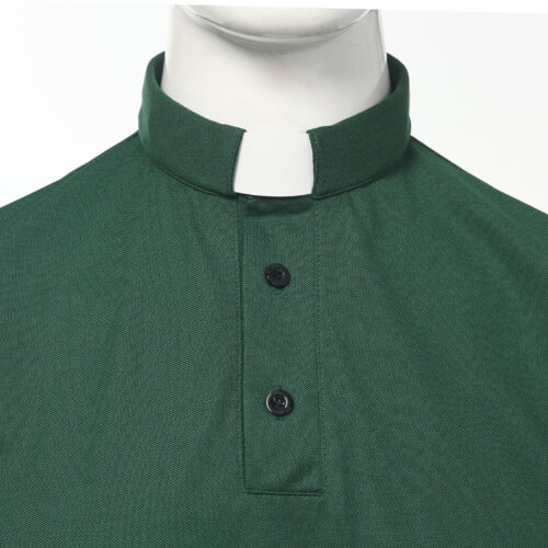 T-Shirt Herren Klerus Poloshirt Priester Vikar Pastor Tops mit Kleriker Tab Kragen - Bild 16 von 38