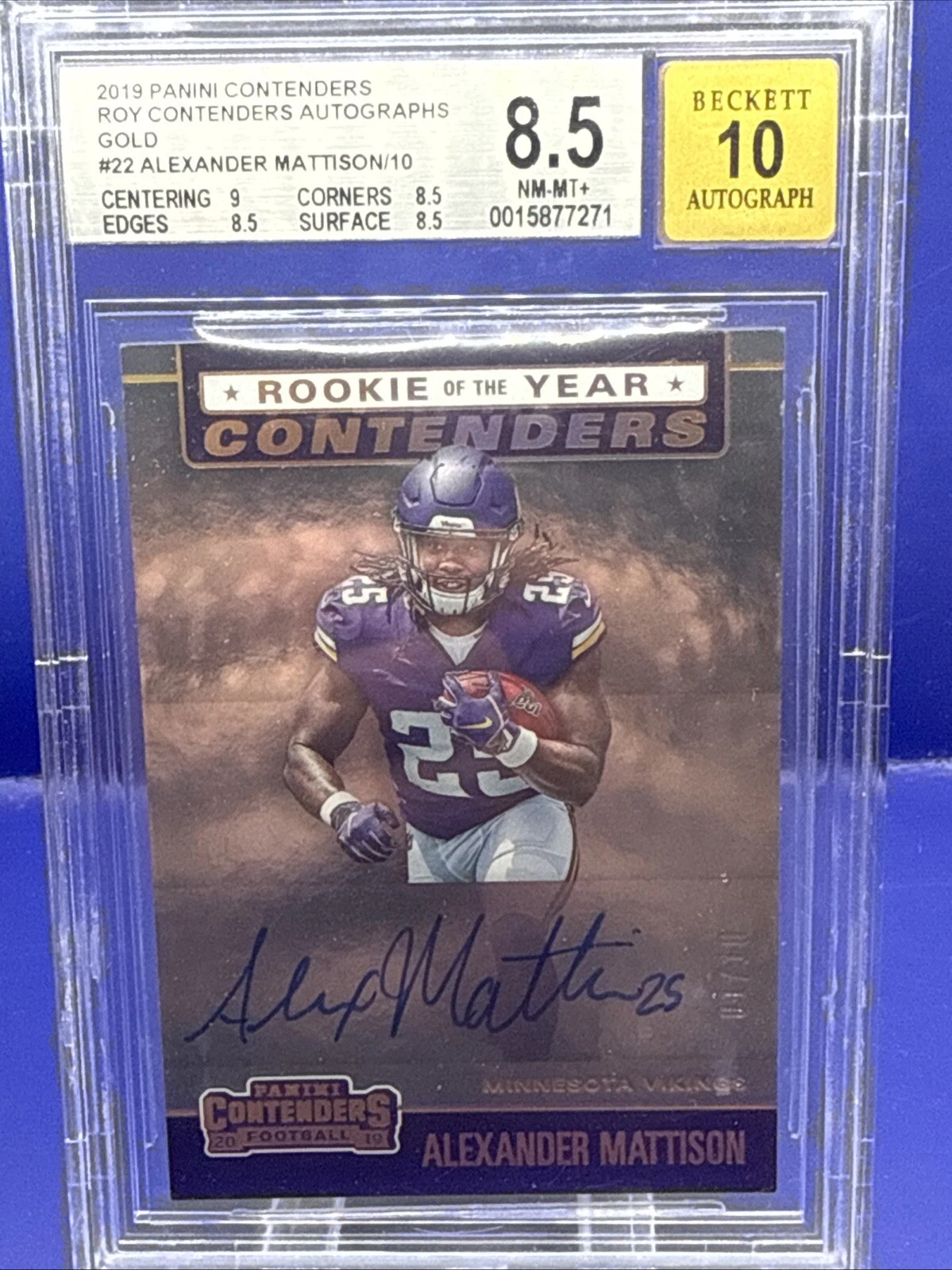 Alexander Mattison Panini Contenders Rookie of the Year Contenders #AM Autograph