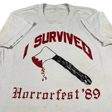 Vintage horror horrorfest 89 screen stars single stitched white t shirt 