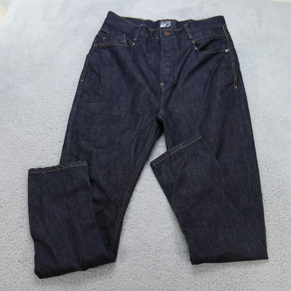 Pantalones de mezclilla William Rast pierna cónica botón mosca lavado oscuro azul para hombre 32x34 holgados Foto 2 de 4