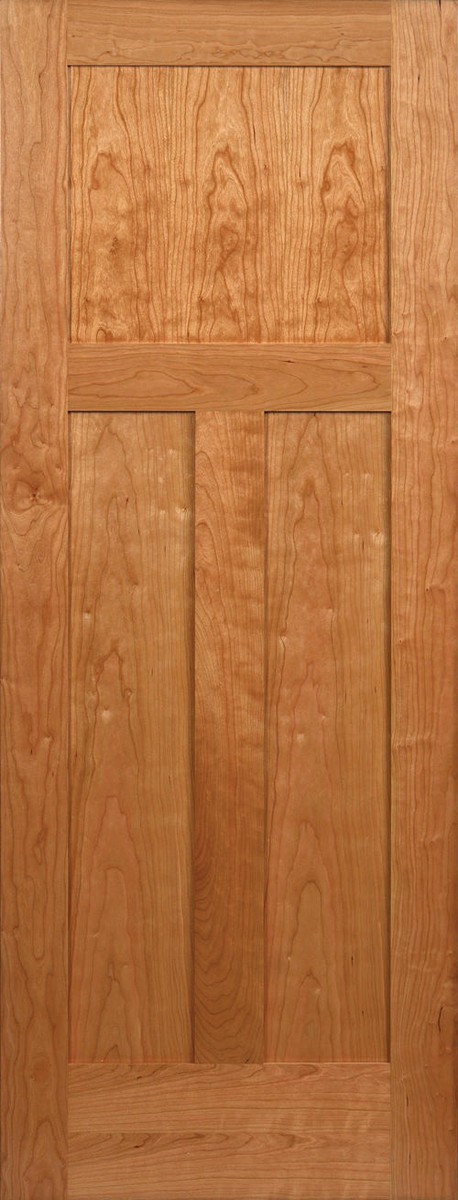 Cherry 3 Panel Flat Mission / Shaker Stain Grade Solid Core