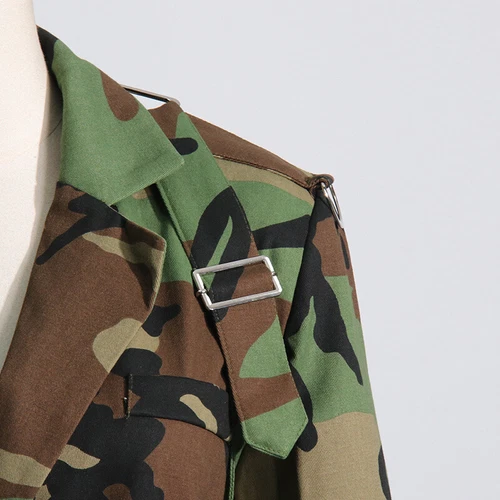 Womens Party Street-wear Fashion Camouflage Slim Fit Blazer Coats Overcoats Belt - Picture 6 of 15