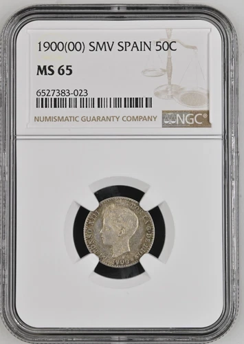 1900 (00) SMV Spain 50 Cent MS65 NGC Pop 2