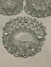 Set Of 12 Clear Cut Glass Diamond Pattern Open Salt Cellars