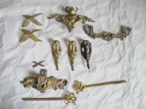 Vintage Ormalu Bronze Furniture hardware Fittings French salvaged parts lot