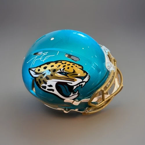 Travis Etienne Jr Signed Jaguars Authentic Flash Full Size Helmet Beckett Auto