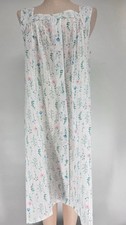 2X NWT Croft Barrow Sleeveless Nightgown White Seersucker Floral Cotton Blend