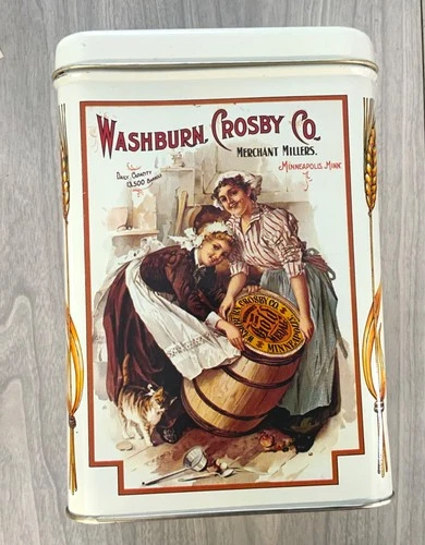 vintage Washburn Crosby Flour Tin, collectable Gold Medal  Flour tin canister