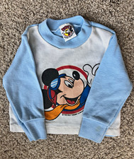 Disney Mickey Mouse Cotton Graphic Pullover Sweatshirt Crew Neck 3-6M Blue