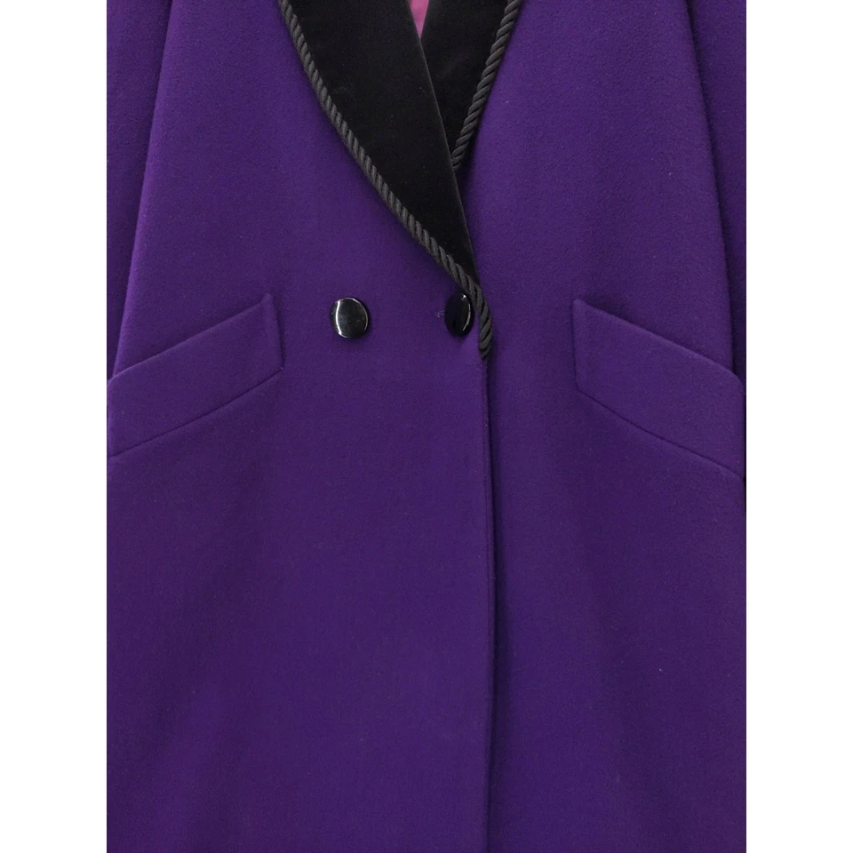 Bill Blass Vintage Purple Wool Coat Velvet Trim Oversized Longline Jacket XL - Image 3 of 4
