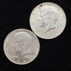 90% Silver - $1 FV - 2 Coins - 1964 Kennedy Half Dollar - 08-64