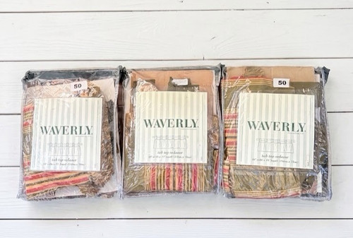 Waverly Tab Top Valance 60" x 15" Sweetwater Stripe Olive Lot of 3