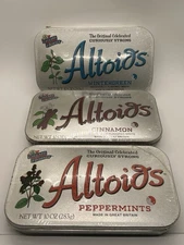 Vtg Sealed Altoids BIG TINS 10 oz Cinn Pepp Wint UK Callard & Bowser NOS LOT (3)