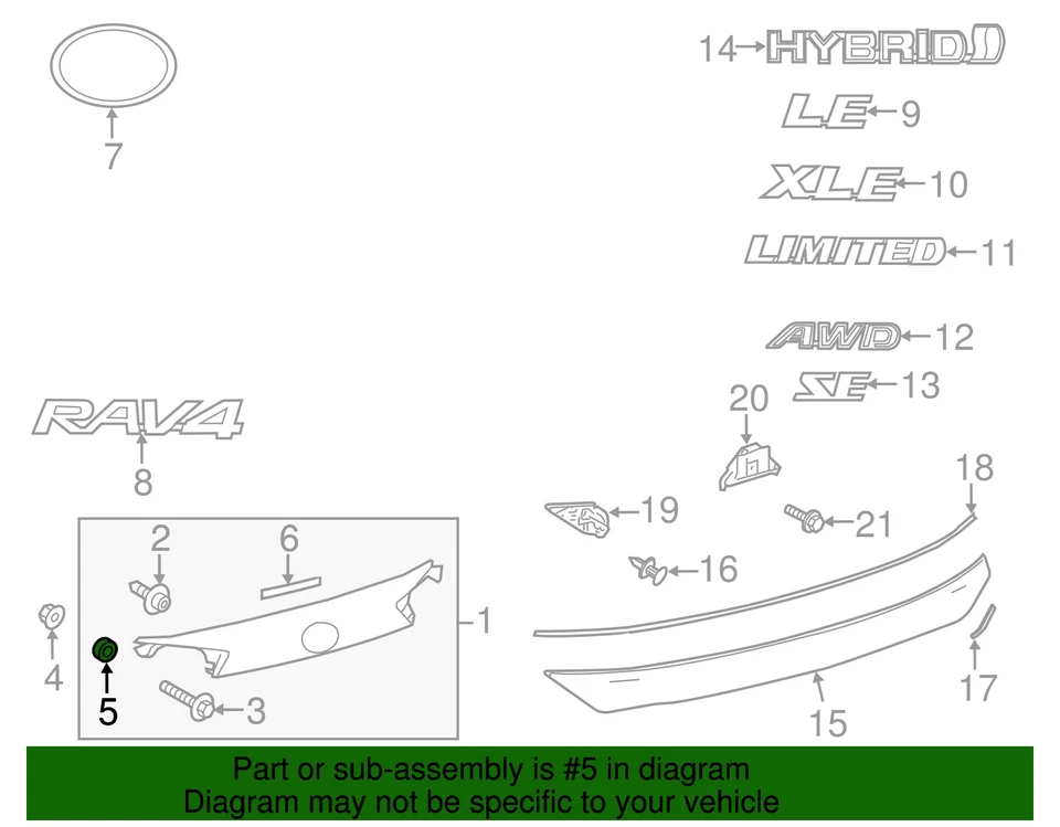 Junta de panel de acabado de puerta levadiza genuina Toyota 90430-05003 Foto 2 de 2