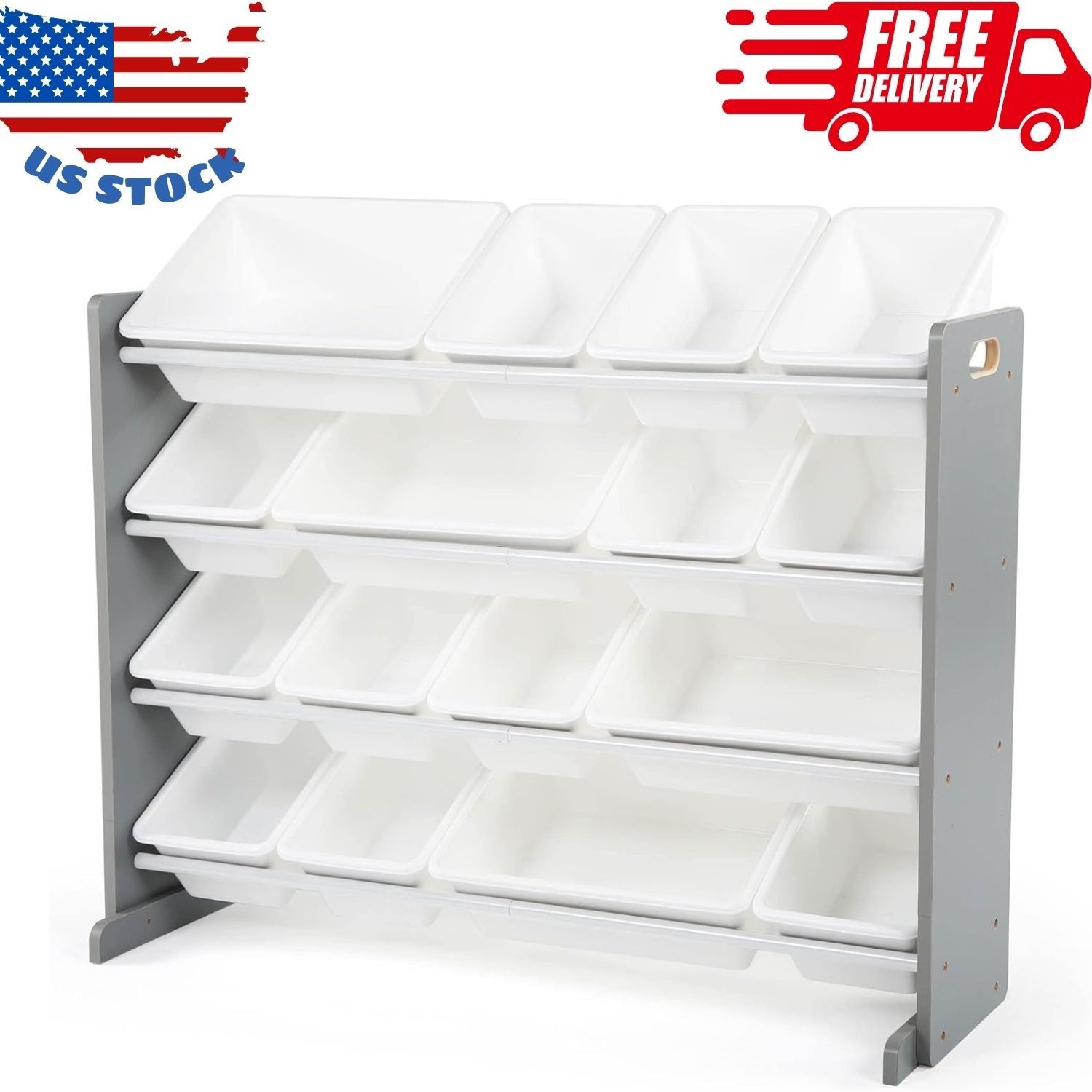 Supersized Toy Storage Organizer with 16 Removable Bins, Gre