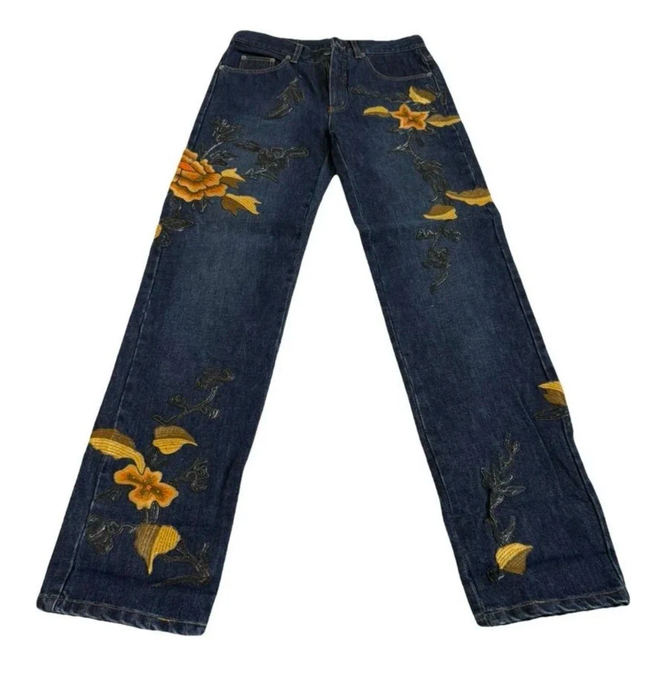 Tom Ford — Gucci by Tom Ford Fall 1999 Size 40 Floral Embroidered Denim Jeans
