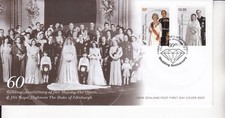 NEW ZEALAND FDC FIRST DAY COVER 2007 60TH WEDDING ANNIVERSARY OF QUEEN ELIZABETH