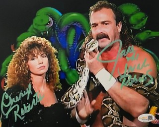 Jake & CHERYL Roberts Signed WWE 8x10 Photo JSA COA The Snake Picture Legend
