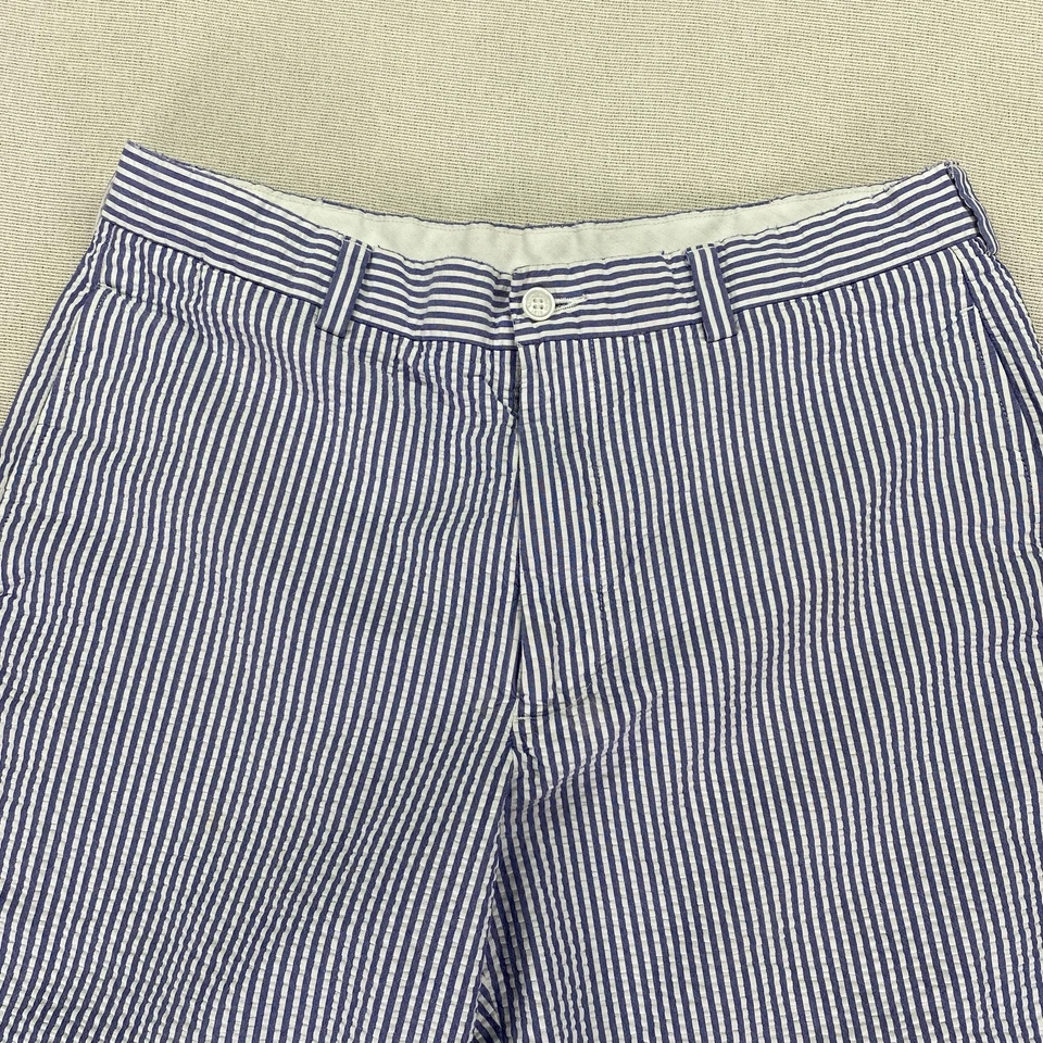 Pantalones Cortos Brooks Brothers 346 Para Hombre 33 (Real 33x8) Azul Blanco Rayas Seersucker Foto 2 de 4