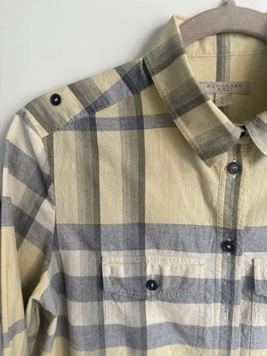 Burberry Brit Damen Hemd Karo Beige 100% Baumwolle Größe S Shirt Nova Check
