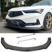 Front Bumper Lip Splitter Carbon Style+Strut Rods For 23-25 ACURA INTEGRA A-SPEC