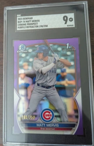 2023 Bowman - Chrome Prospects Matt Mervis #BCP-74 Purple Refractor 198/250 (RC)