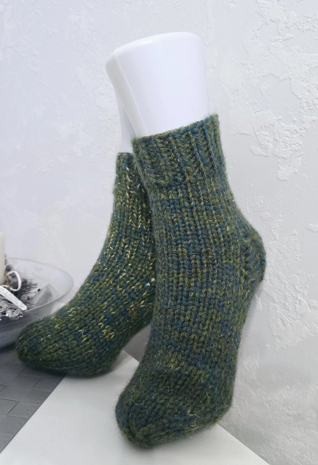 Baby Socks Hand Knitted Wool Blend Toddler Kids 5-7 Years 17.5cm length