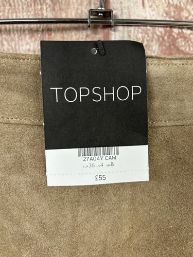Topshop Ladies Size 8 Suede Mini Skirt Leather Tan Camel Brown BRAND NEW RRP £55 - 第 2/20 張圖片
