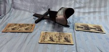 Antique Stereoscope Stereo Viewer Likely Keystone With 3 Photo Cards