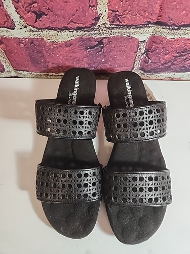 Walking Cradles Comfort Sandals Women Black Leather 6.5N Bin S26