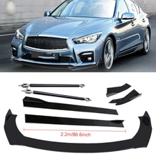 Front Bumper Lip Spoiler Splitter Glossy Black Extension For Infiniti Q50 Base V