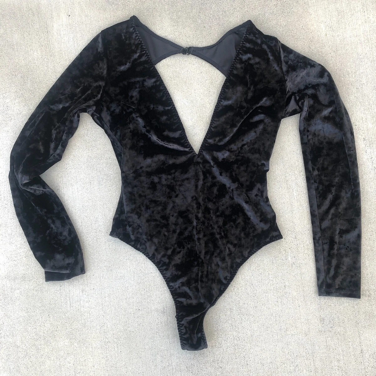 black velvet long sleeve bodysuit