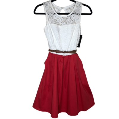 BCX White Lace and Red Fit and Flare Dress NWT | eBay