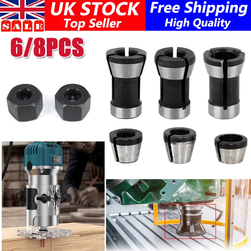 6 8X Router Bit Extension Spare Collet Chuck Adapter Trimming Engraving Machine