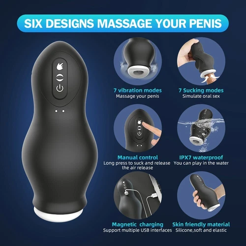 Male Masturbaters Automatic HandsFree Sucking Blowjob Cup Stroker Men Sex Toys - Photo 6/8