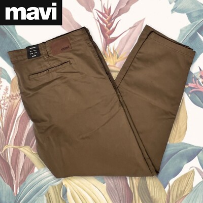 NWT Mavi Edward Slim Straight Leg Brown Jeans Pants Men's Size W48 L32