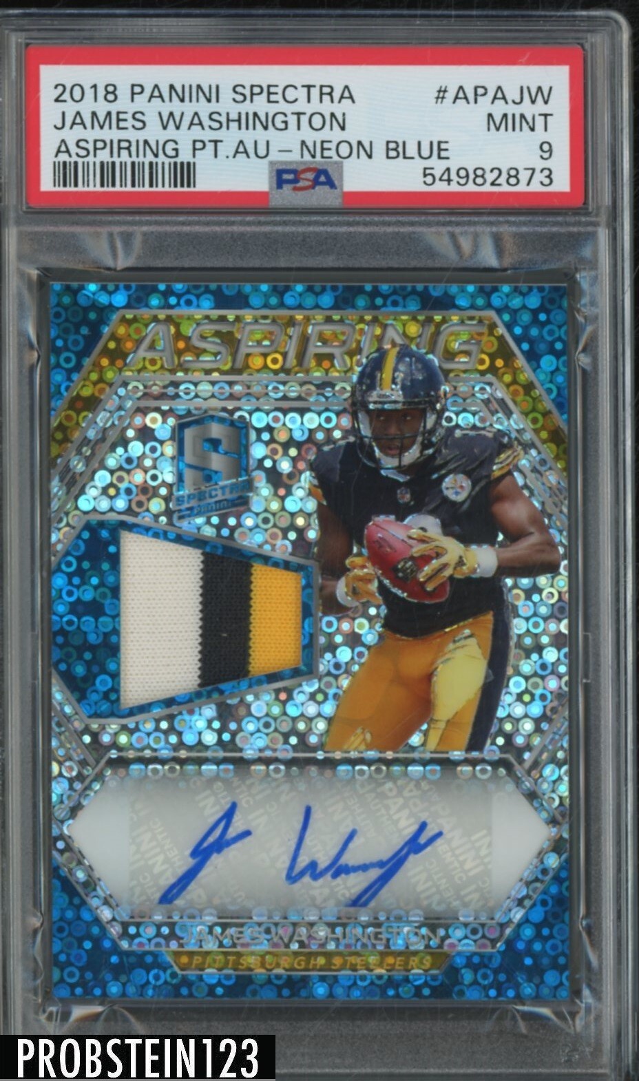 James Washington Panini Spectra Aspiring Patch Autograph #APAJW Neon Blue